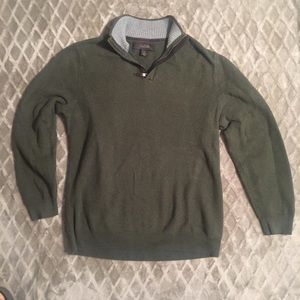 Olive Green Men's Half Zipper Sweater